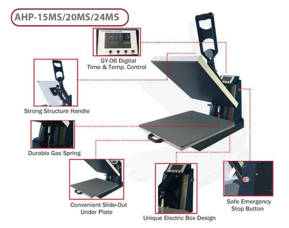 AHP-20MS11-1.jpg Рачна преса за топол трансфер AHP-20MS (AUTO OPEN) - Image 1